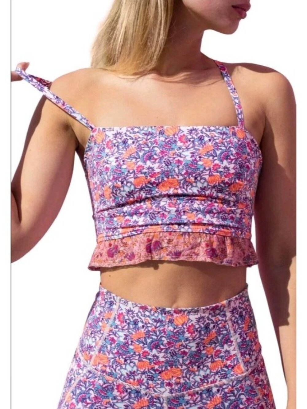 Free People Floral Pink Orange Purple Cropped Bralette